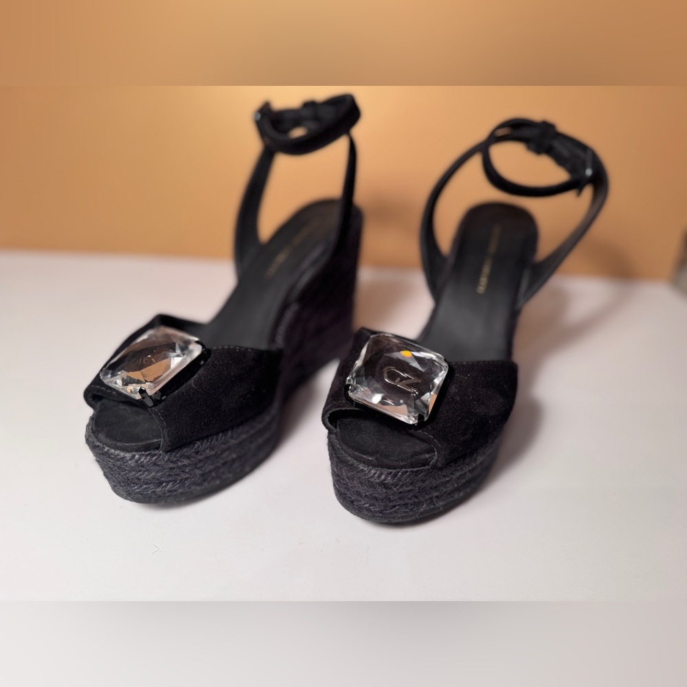 Giuseppe Zanotti “Aina” Wedge Sandals – Black – Size 37
